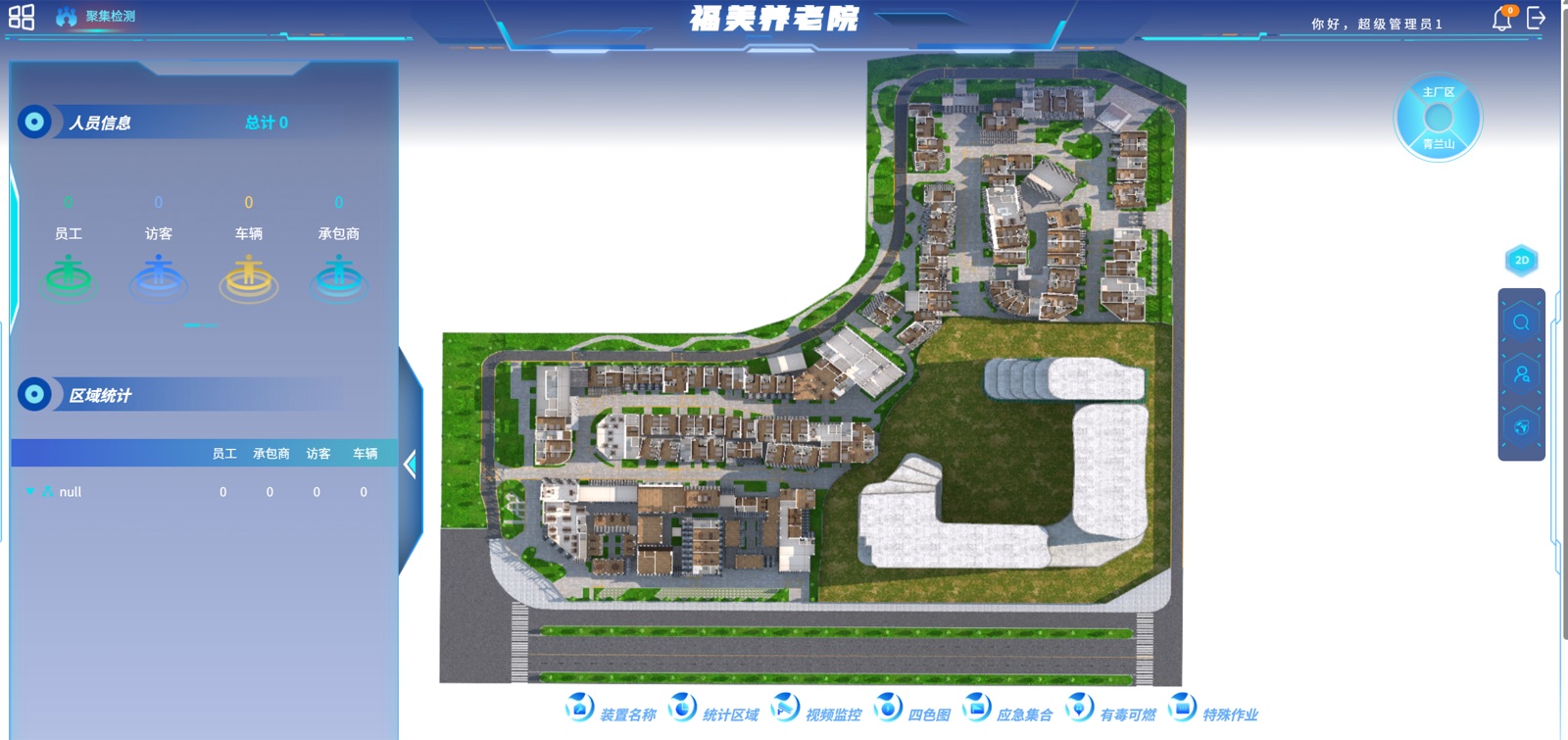 地图首页：实时显示人员分布、活动轨迹、危险区域及在线设备